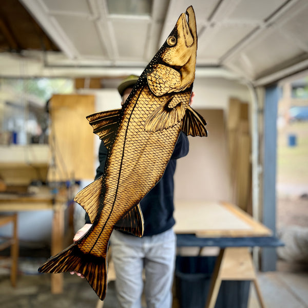 Snook 40” || Original Woodburned Fish Artwork