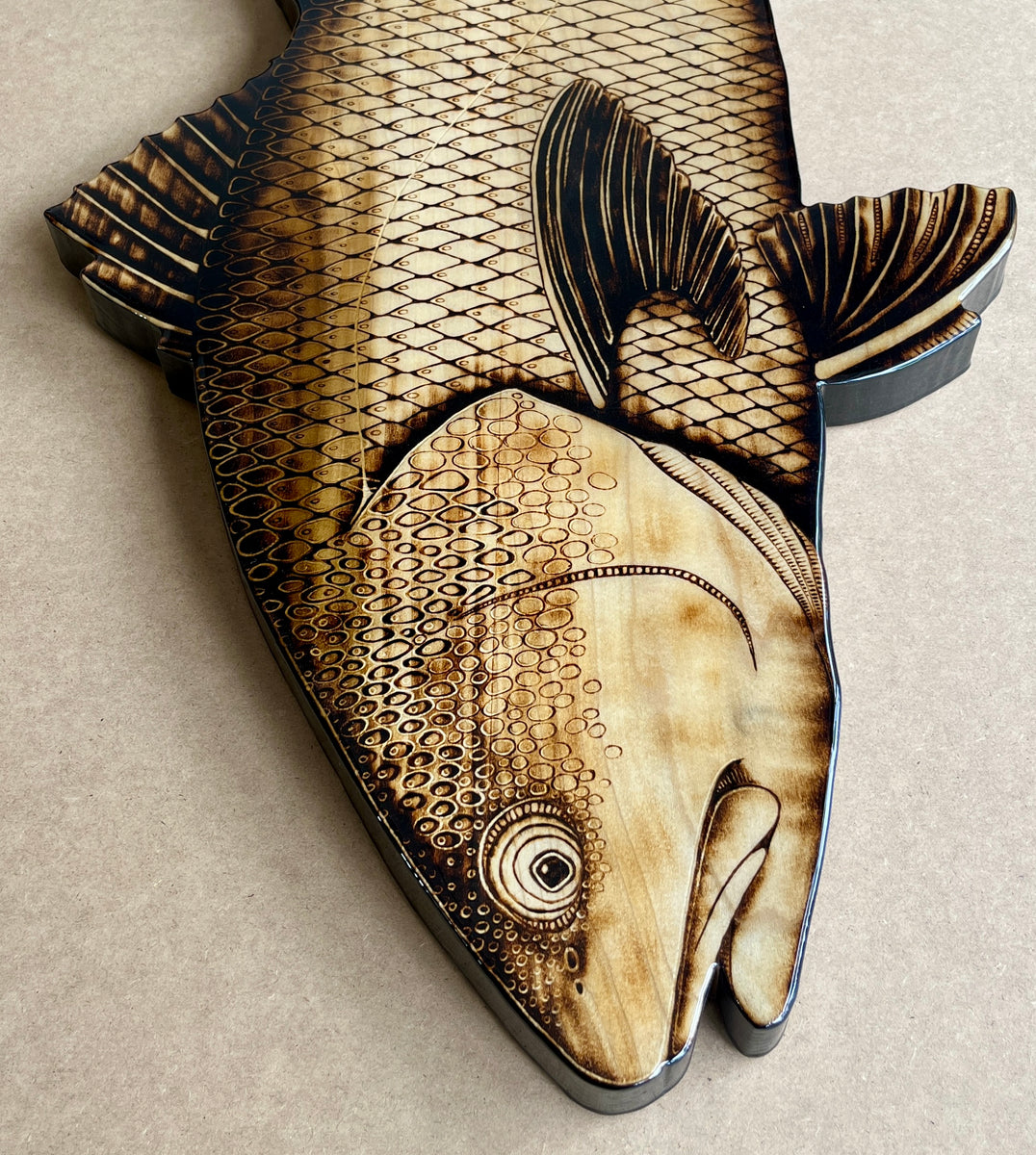 Redfish 47” || Original Woodburned Fish Artwork – Bold Coast Burns