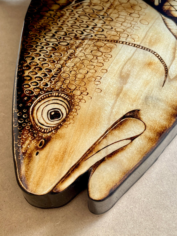 Redfish 47” || Original Woodburned Fish Artwork