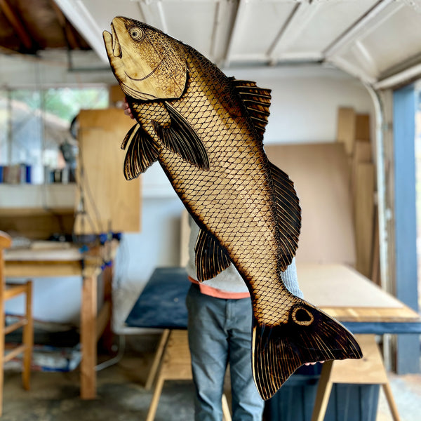 Redfish 47” || Original Woodburned Fish Artwork