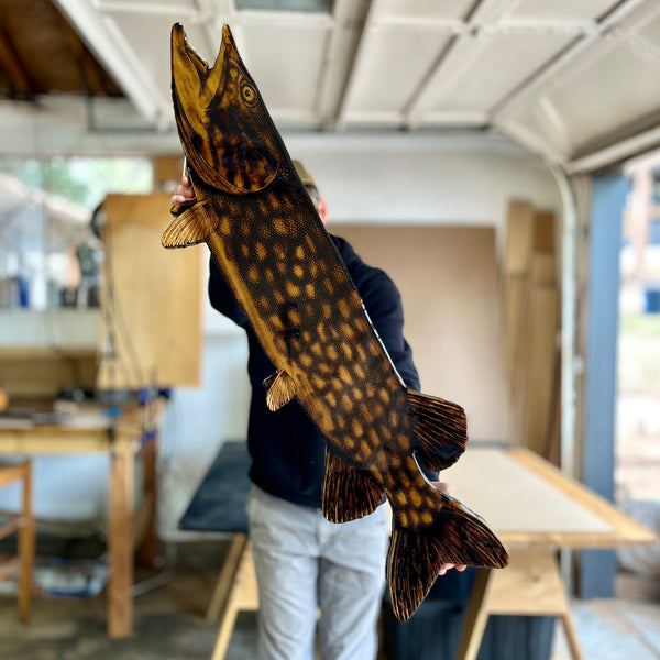 Musky 40” || Original Woodburned Fish Artwork