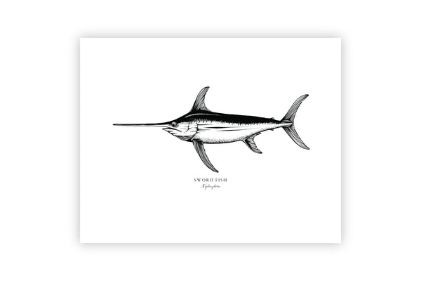 Swordfish II Black and White Fine Art Print