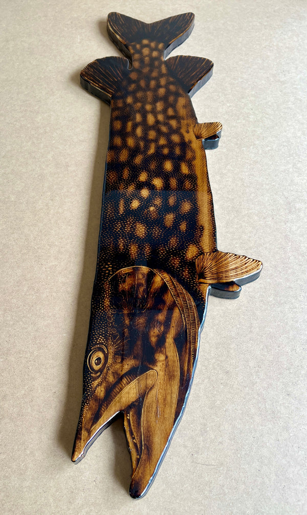 Musky 40” || Original Woodburned Fish Artwork